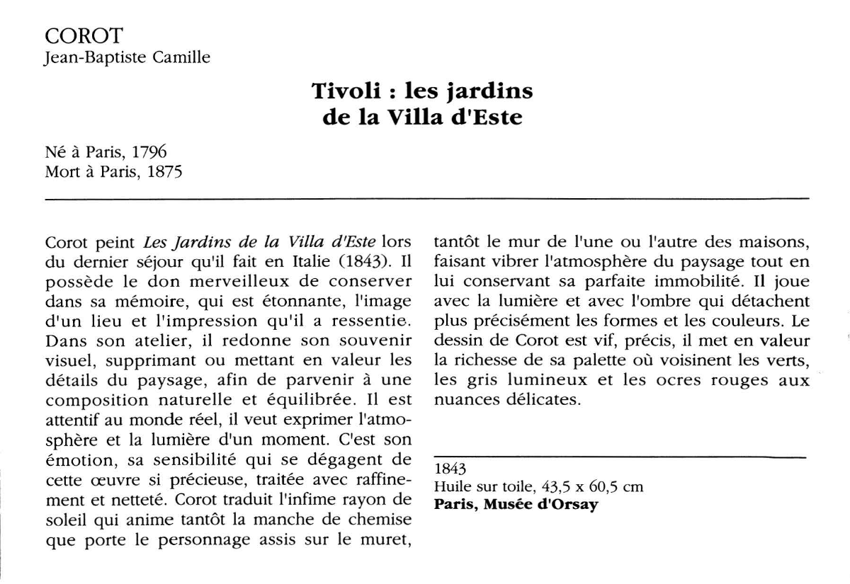 Prévisualisation du document COROT Jean-Baptiste Camille, Tivoli : les jardins de la Villa d'Este