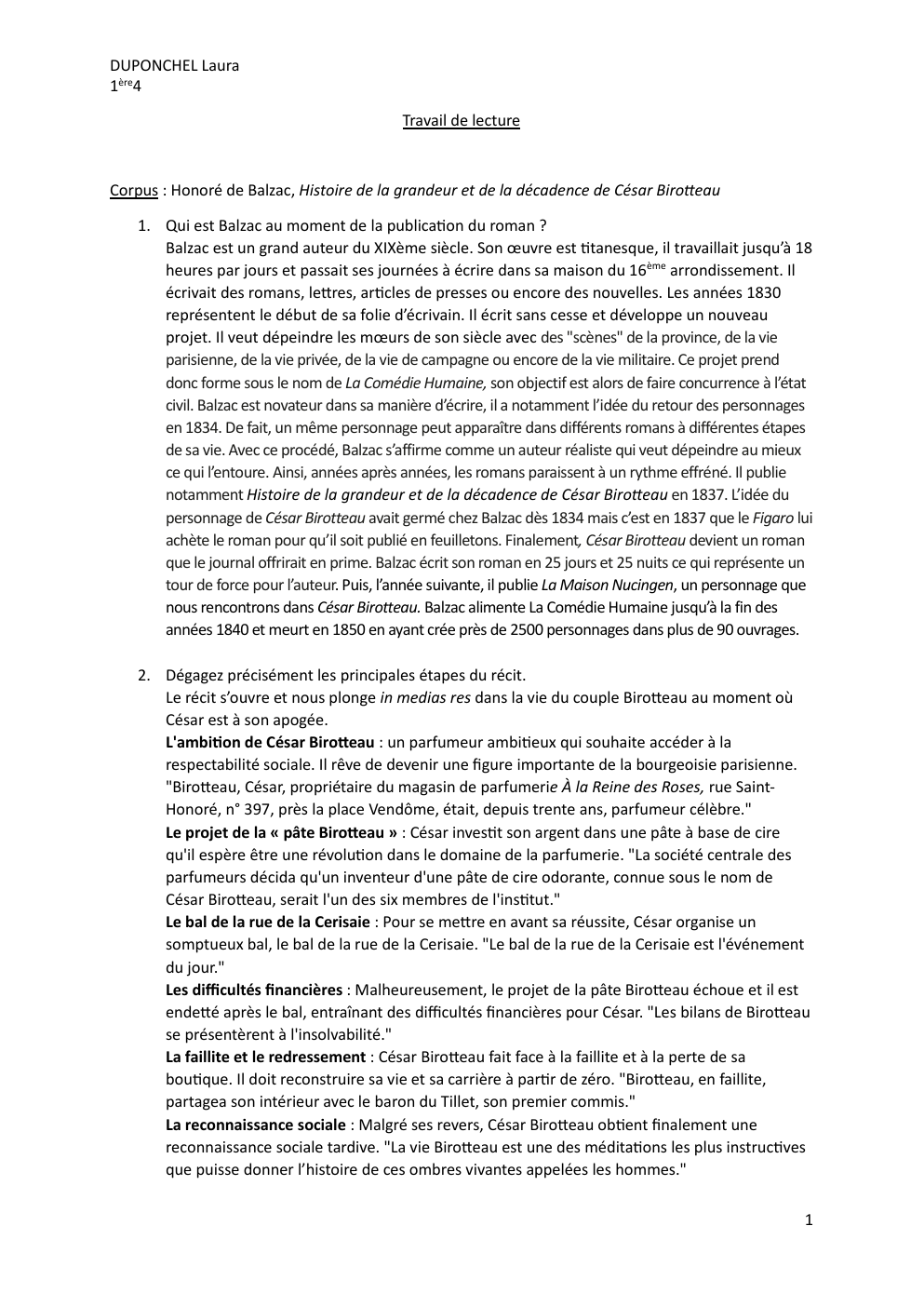 Prévisualisation du document Corpus : Honoré de Balzac, Histoire de la grandeur et de la décadence de César Birotteau
