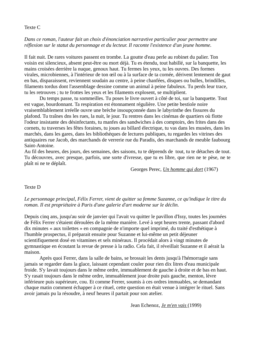 Prévisualisation du document Corpus: Jean Echenoz, Je m'en vais (1999)