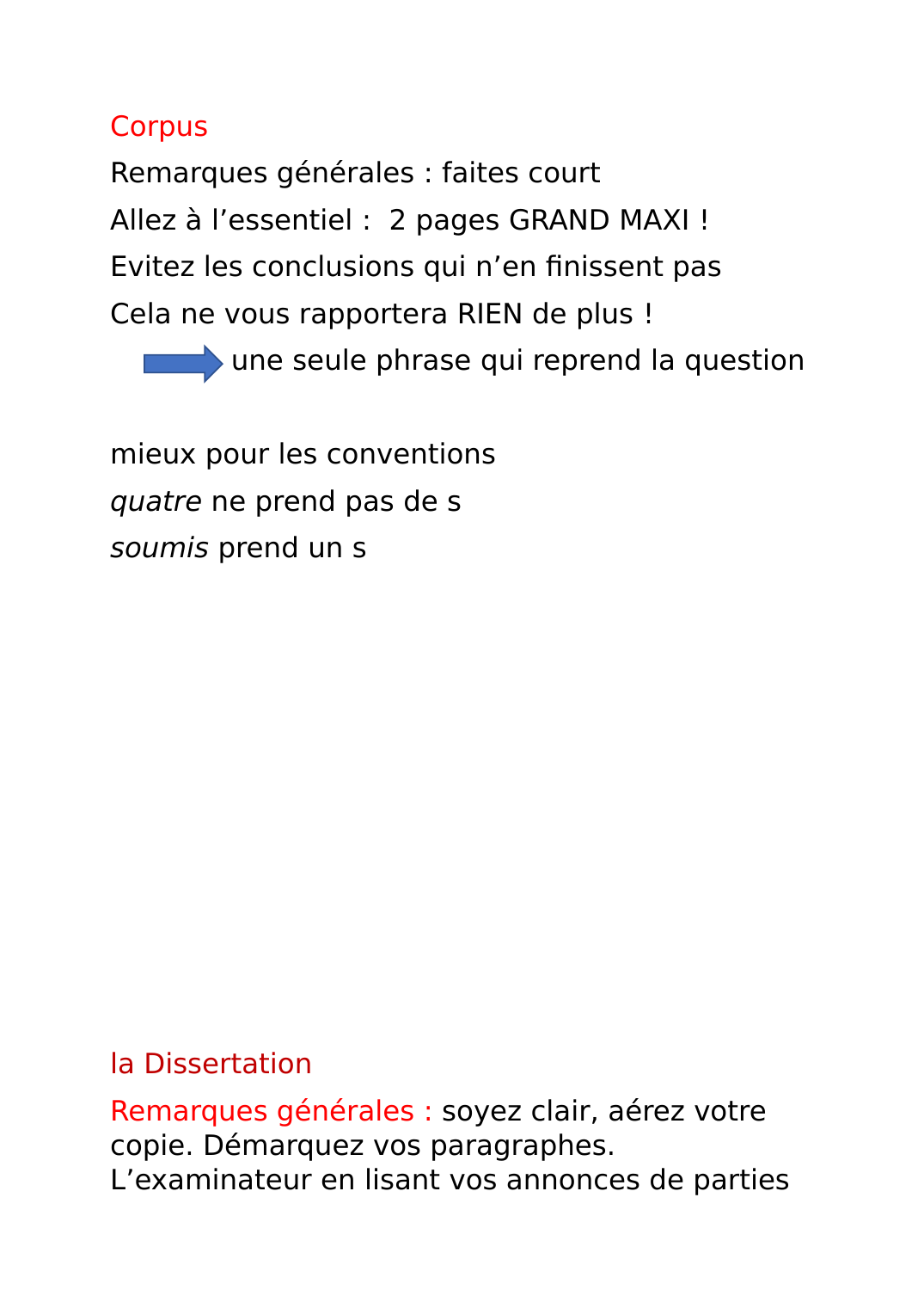 Prévisualisation du document Corpus Remarques générales : faites courtAllez à l’essentiel :  2 pages GRAND MAXI !