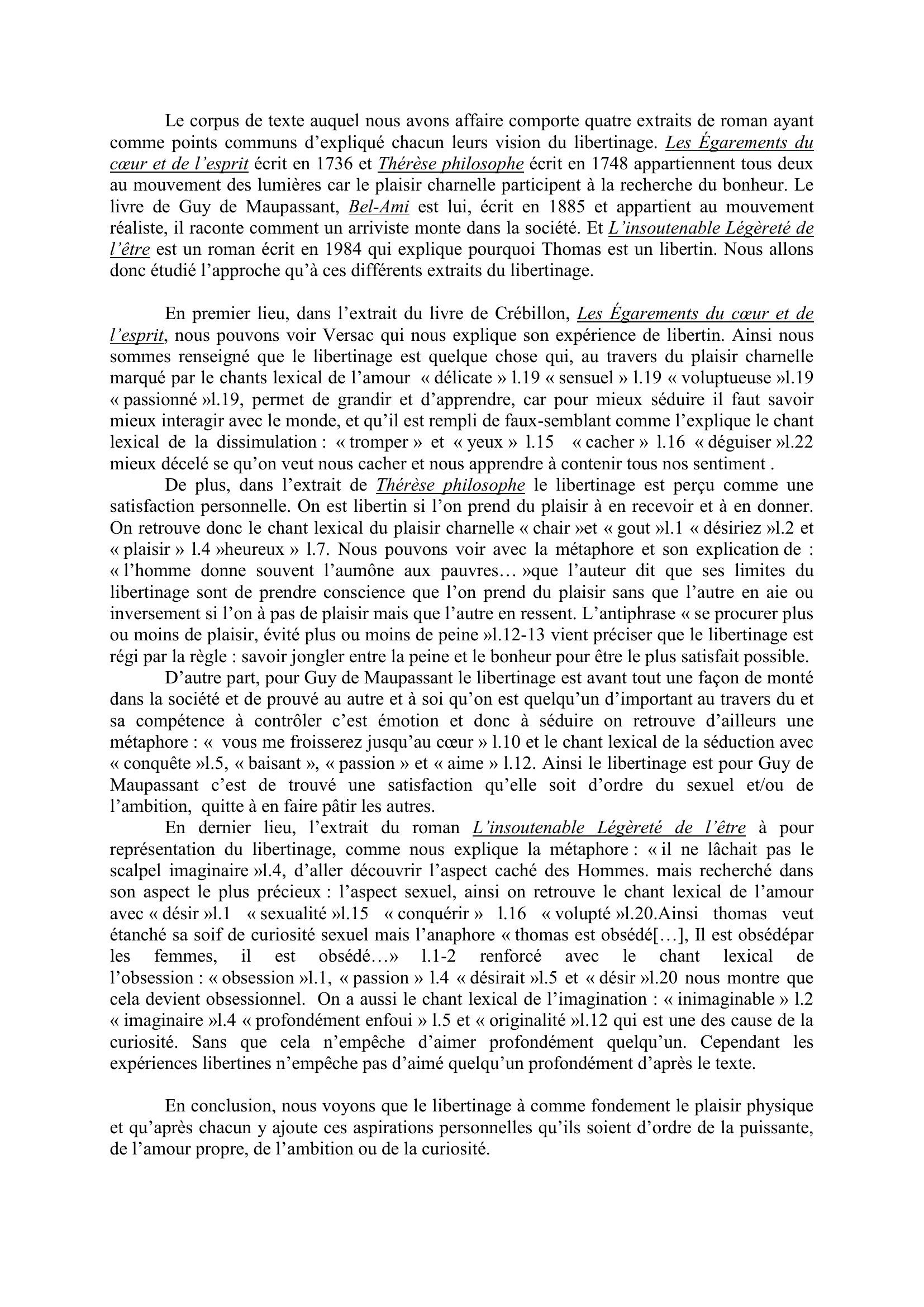 Prévisualisation du document Corpus sur la libertinage (analyse et synthèse)