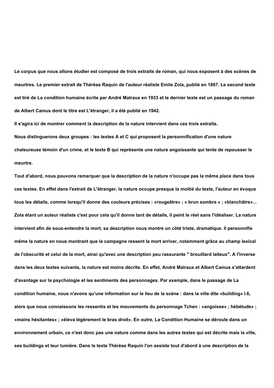 Prévisualisation du document Corpus Thérèse Raquin Emile Zola, La Condition Humaine André Malraux, L&#8217;étranger Albert Camus