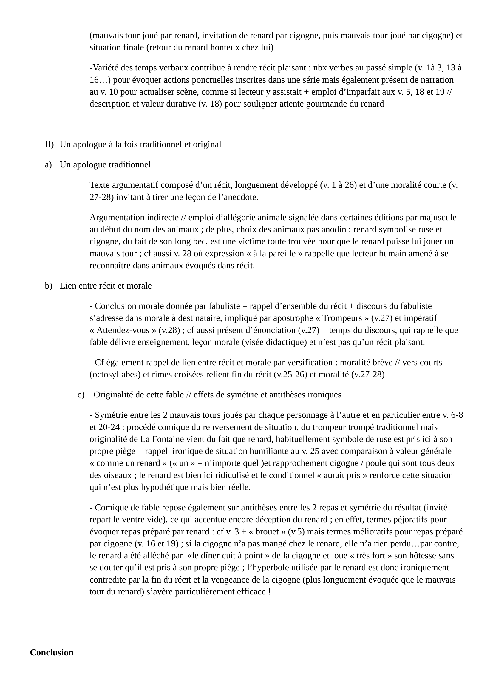 Prévisualisation du document Correction de commentaire sur "Le renard et la cigogne" de La Fontaine