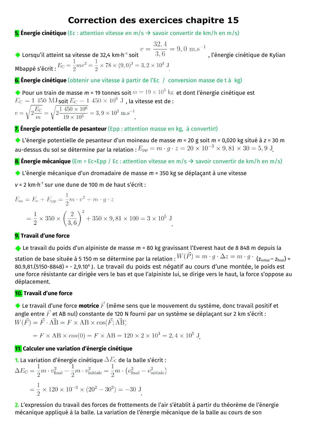 Prévisualisation du document Correction des exercices chapitre 15