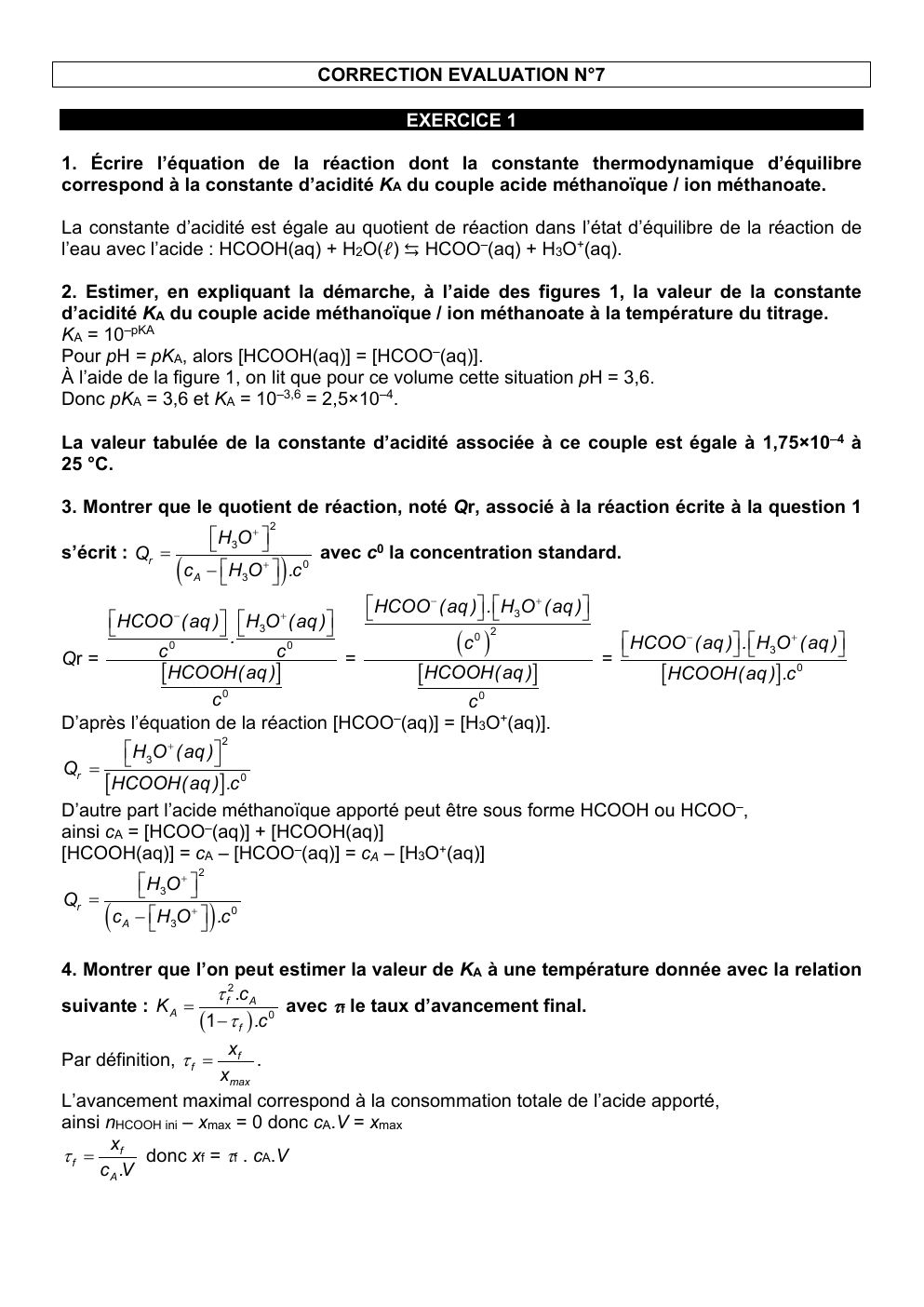 Prévisualisation du document Correction DS 7 spécialité physique chimie terminale