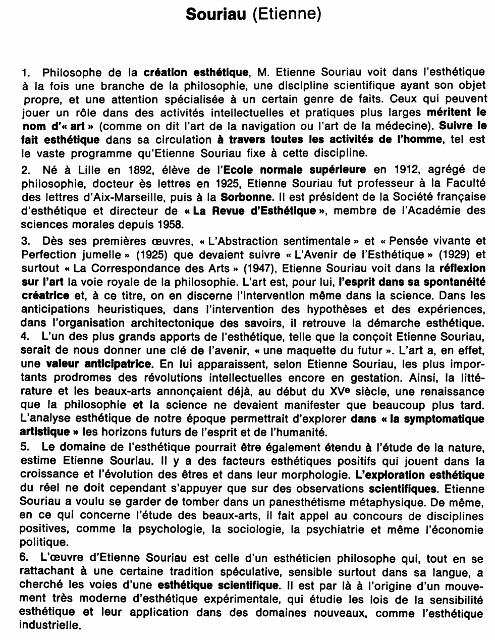 Prévisualisation du document CORRESPONDANCE DES ARTS (LA), Étienne Souriau