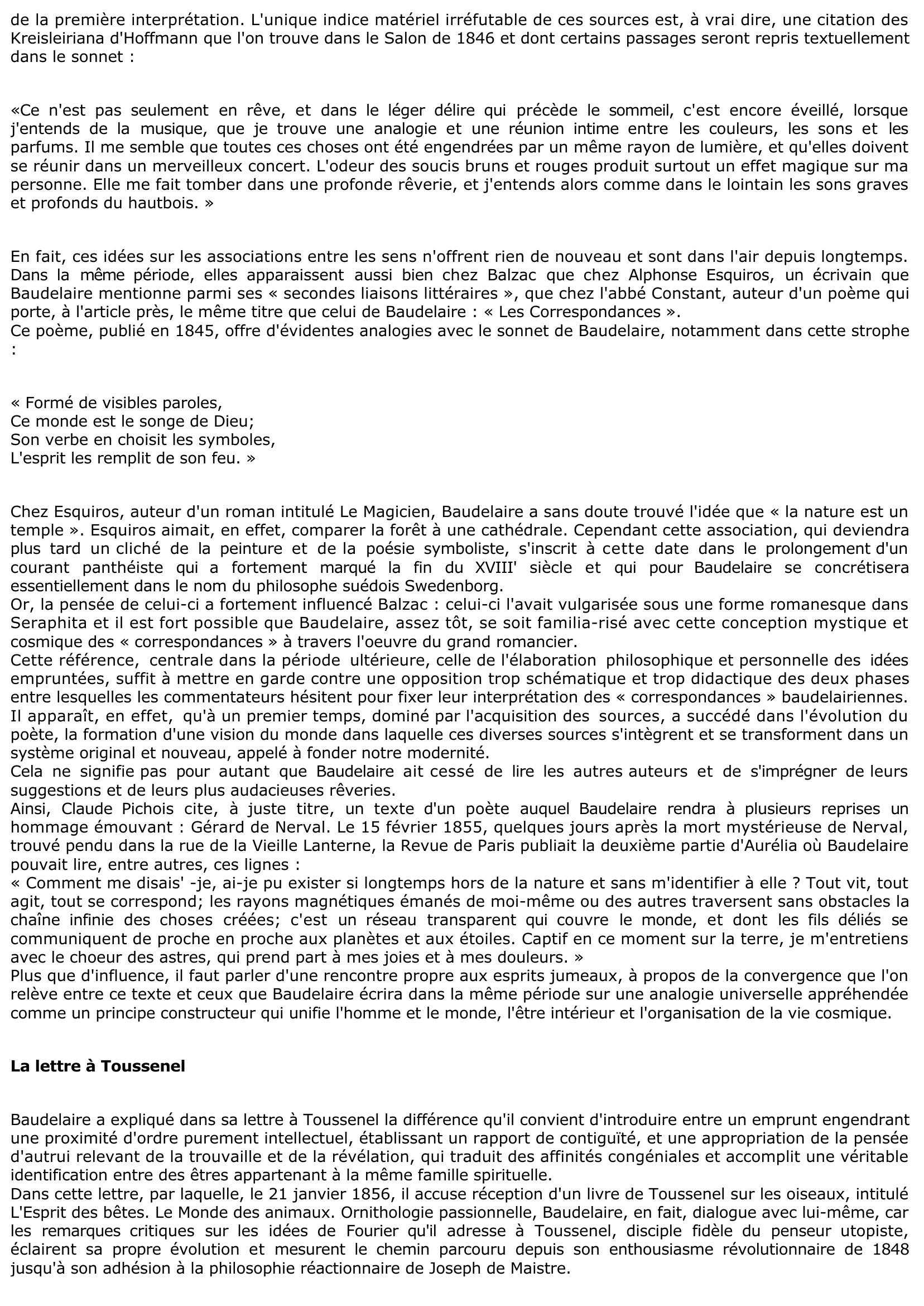 Prévisualisation du document Correspondances de Charles Baudelaire