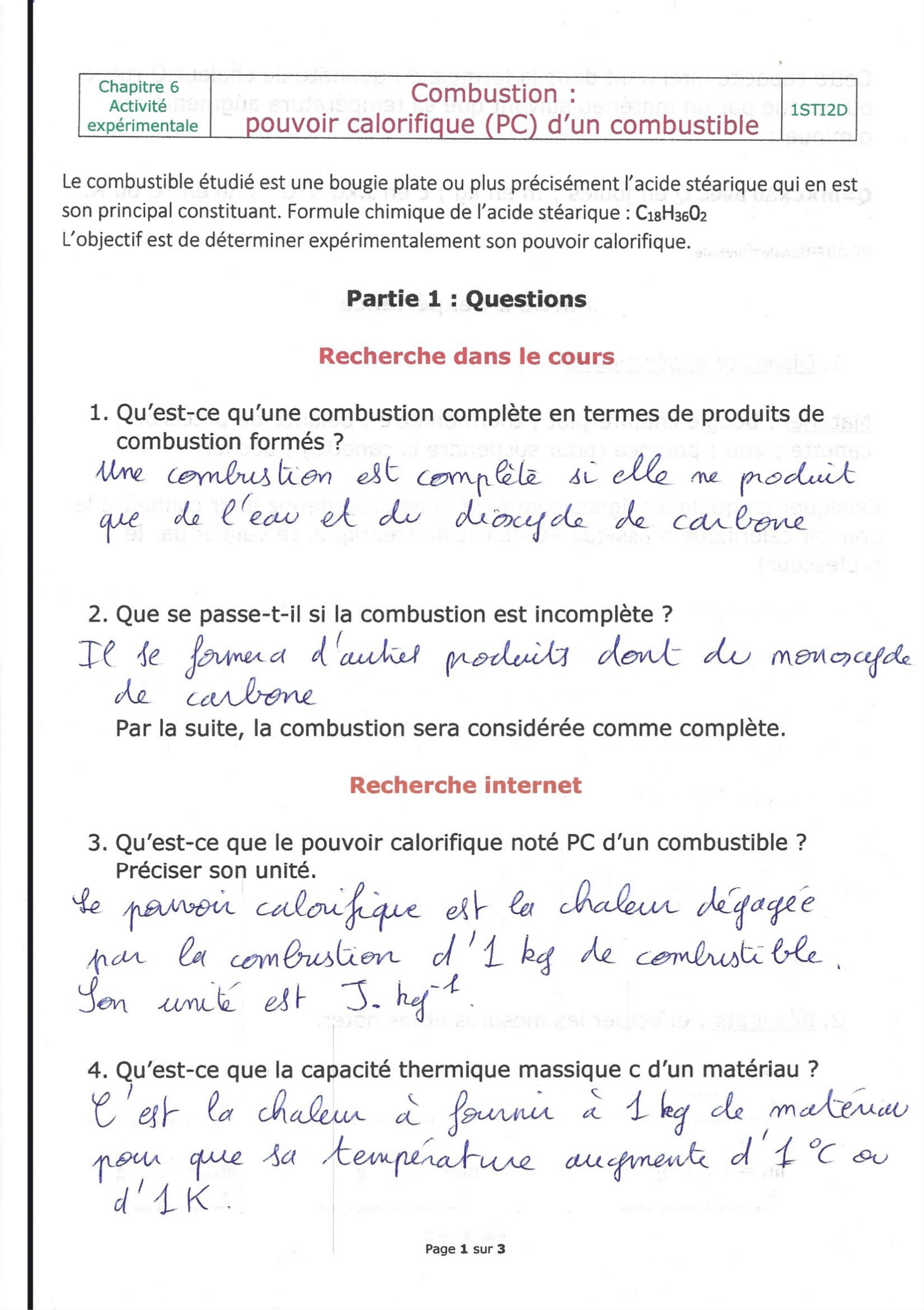 Prévisualisation du document corrigé annale de bac_2021 sujet 0: pouvoir calorifique d'un combustible