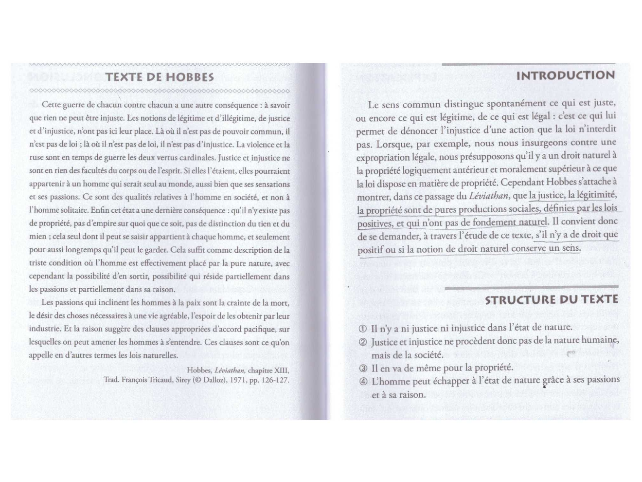 Prévisualisation du document Corrigé commentaire Hobbes: Léviathan, chapitre XIII, Trad. François Tricaud, Sirey (© Dalloz), 1971, pp. 126-127.