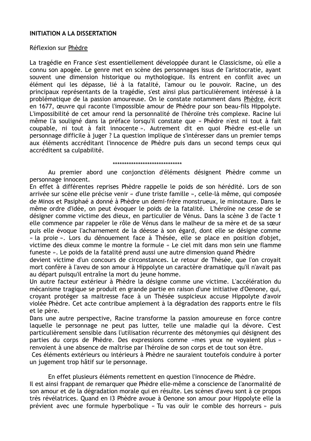 Prévisualisation du document Corrigé dissertation Phèdre: personnage difficile à juger ?