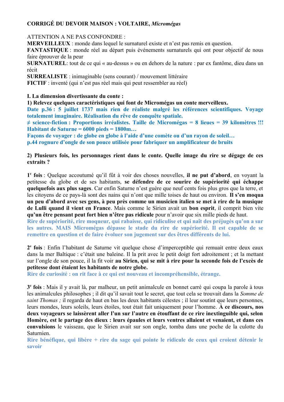 Prévisualisation du document CORRIGÉ DU DEVOIR MAISON : VOLTAIRE, Micromégas