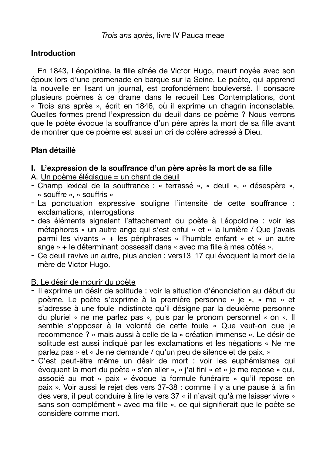 Prévisualisation du document Corrigé Trois ans après, livre IV Pauca meae de Victor hugo