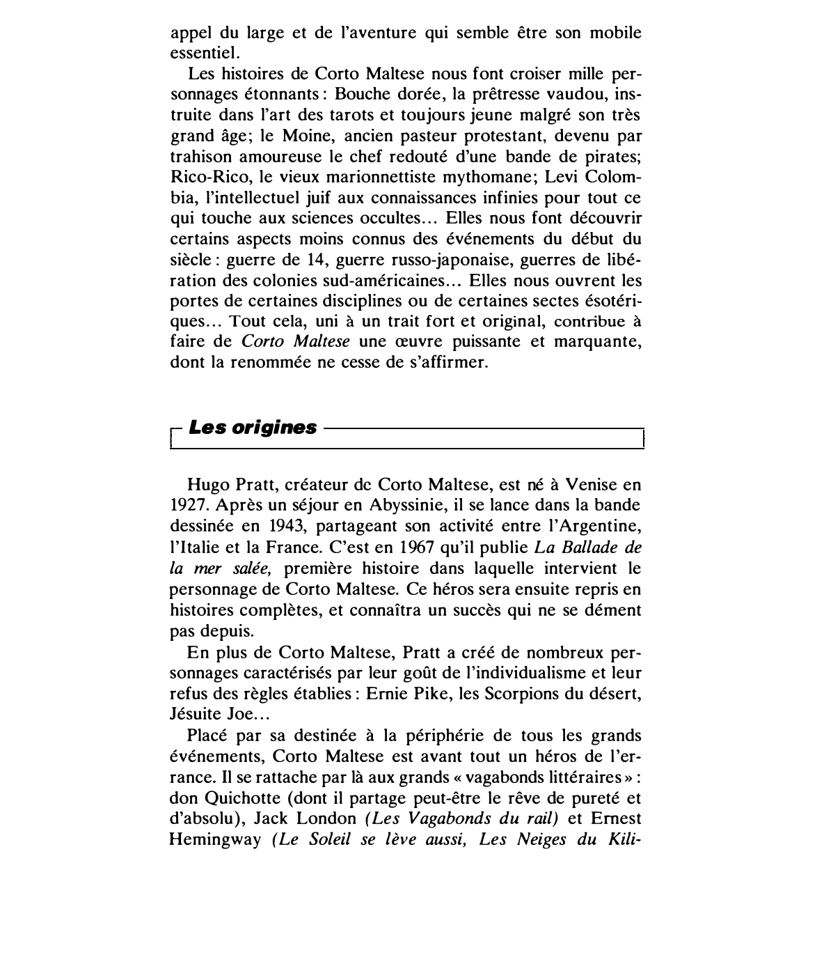 Prévisualisation du document CORTO MALTESE (analyse du personnage)