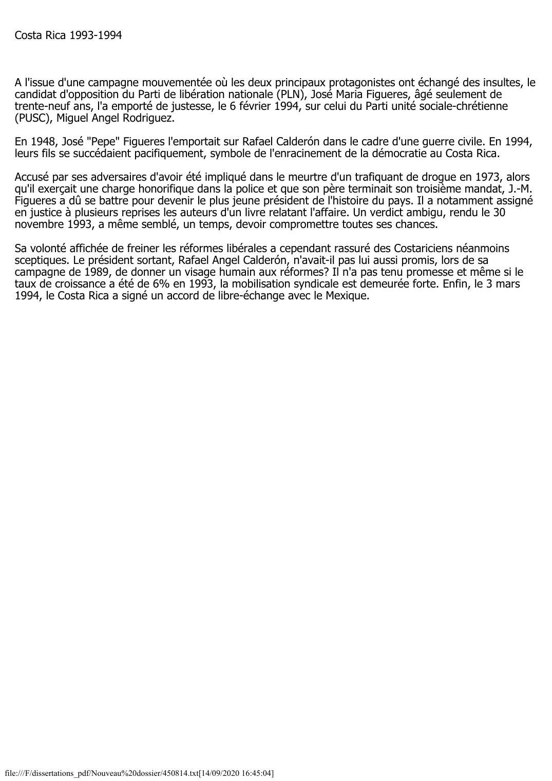 Prévisualisation du document Costa Rica (1993-1994)