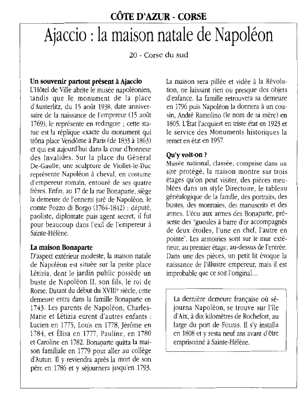 Prévisualisation du document CÔTE D'AZUR - CORSEAjaccio : la maison natale de Napoléon.