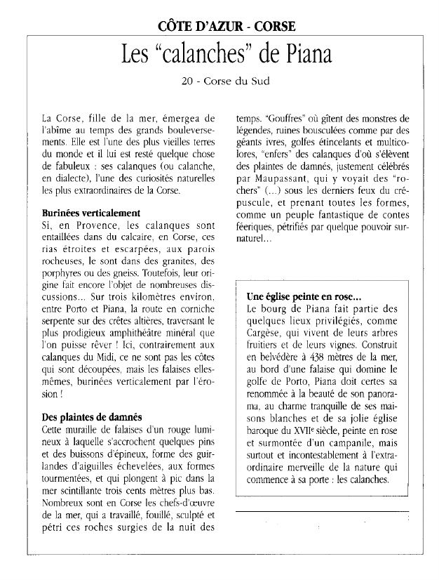 Prévisualisation du document CÔTE D'AZUR - CORSELes "calanches" de Piana.