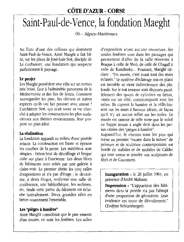 Prévisualisation du document CÔTE D'AZUR - CORSESaint-Paul-de-Vence, la fondation Maeght.