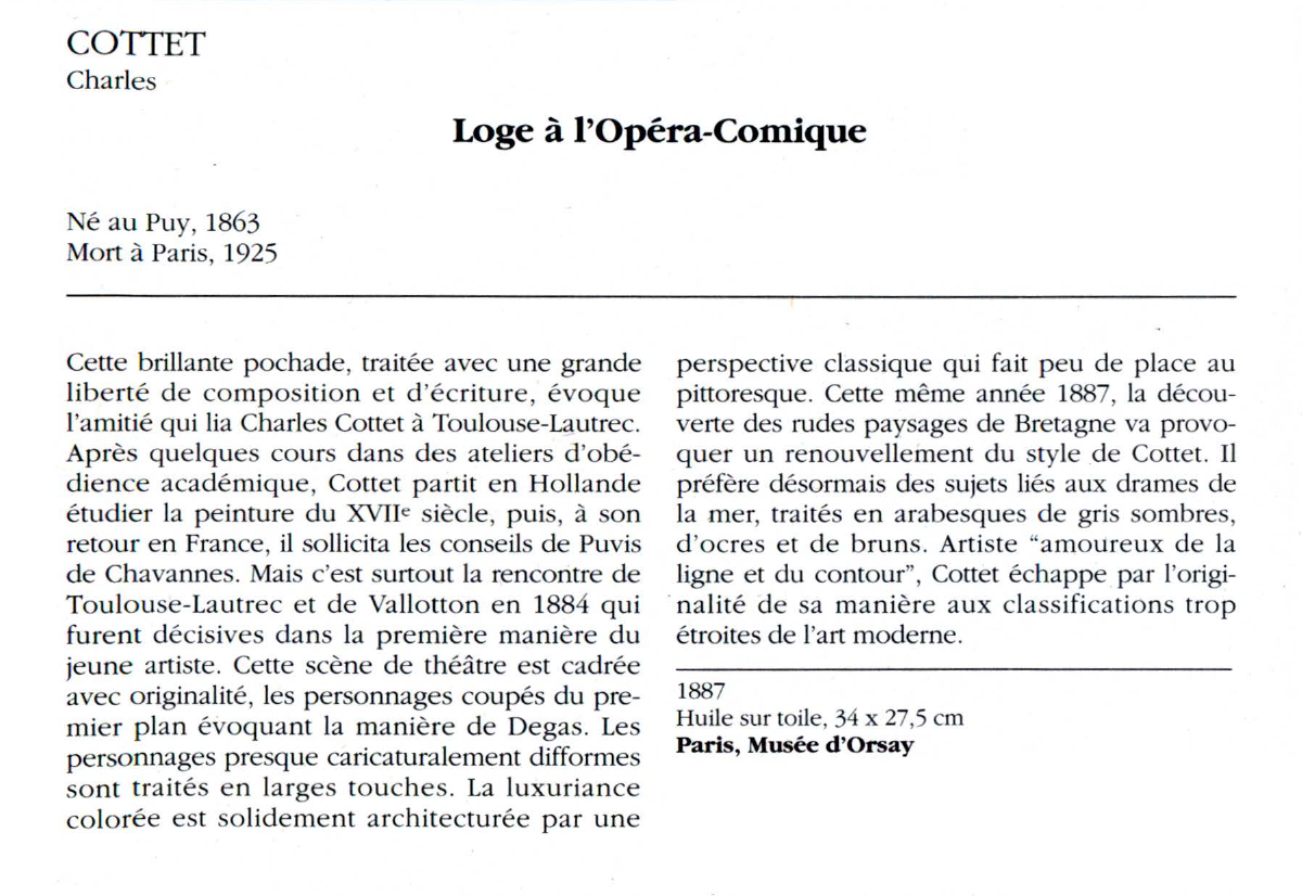 Prévisualisation du document COTTET Charles : Loge à l'Opéra-Comique