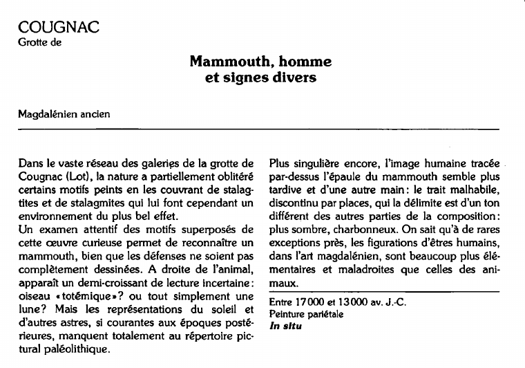Prévisualisation du document COUGNACGrotte de:Mammouth, hommeet signes divers (analyse du tableau).