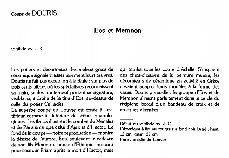 Prévisualisation du document Coupe de DOURIS:Eos et Memnon.