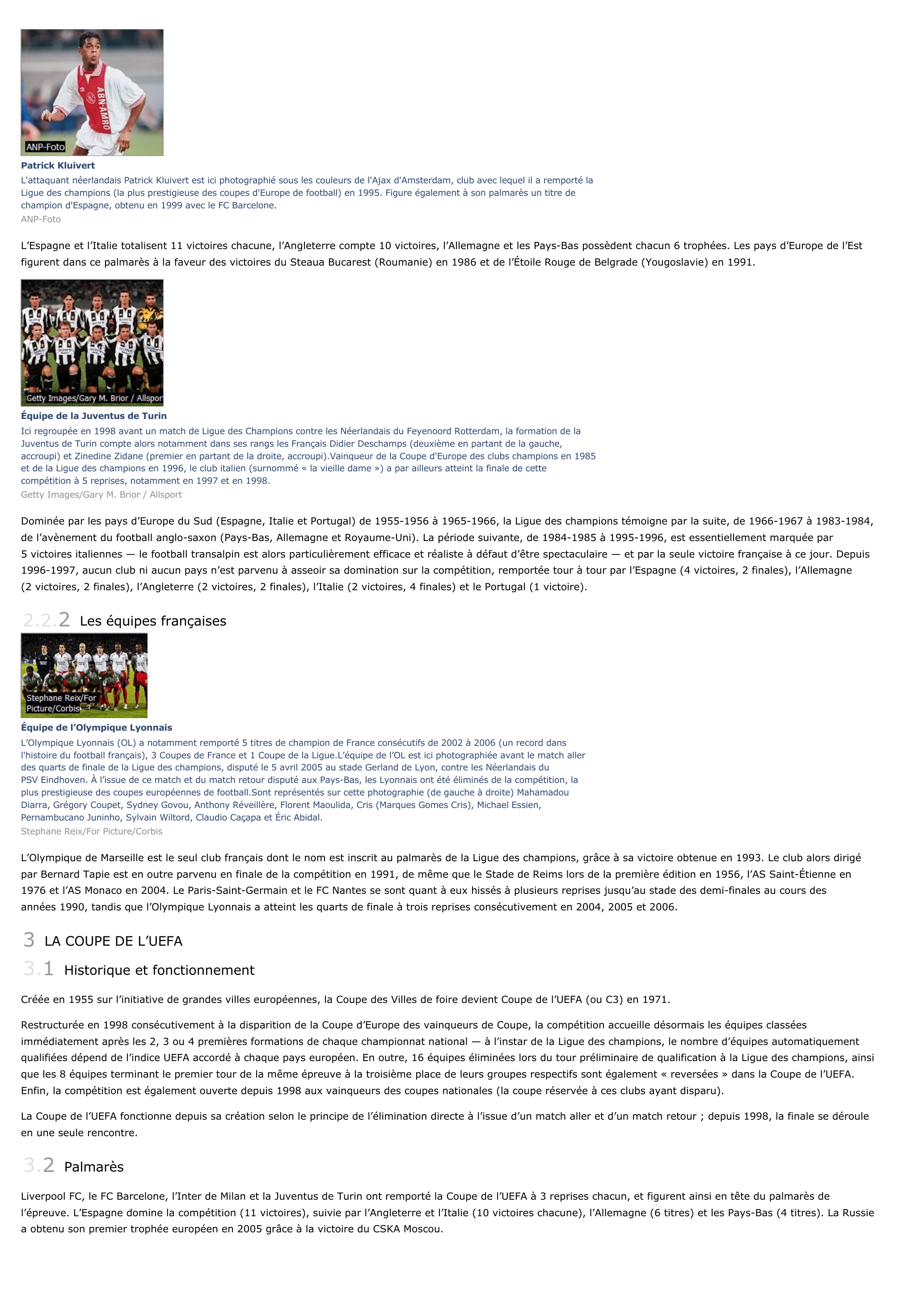 Prévisualisation du document Coupes d'Europe de football - sport.