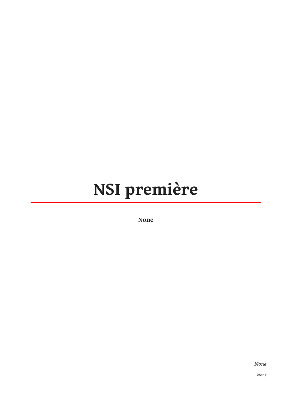 Prévisualisation du document Cours de première NSI