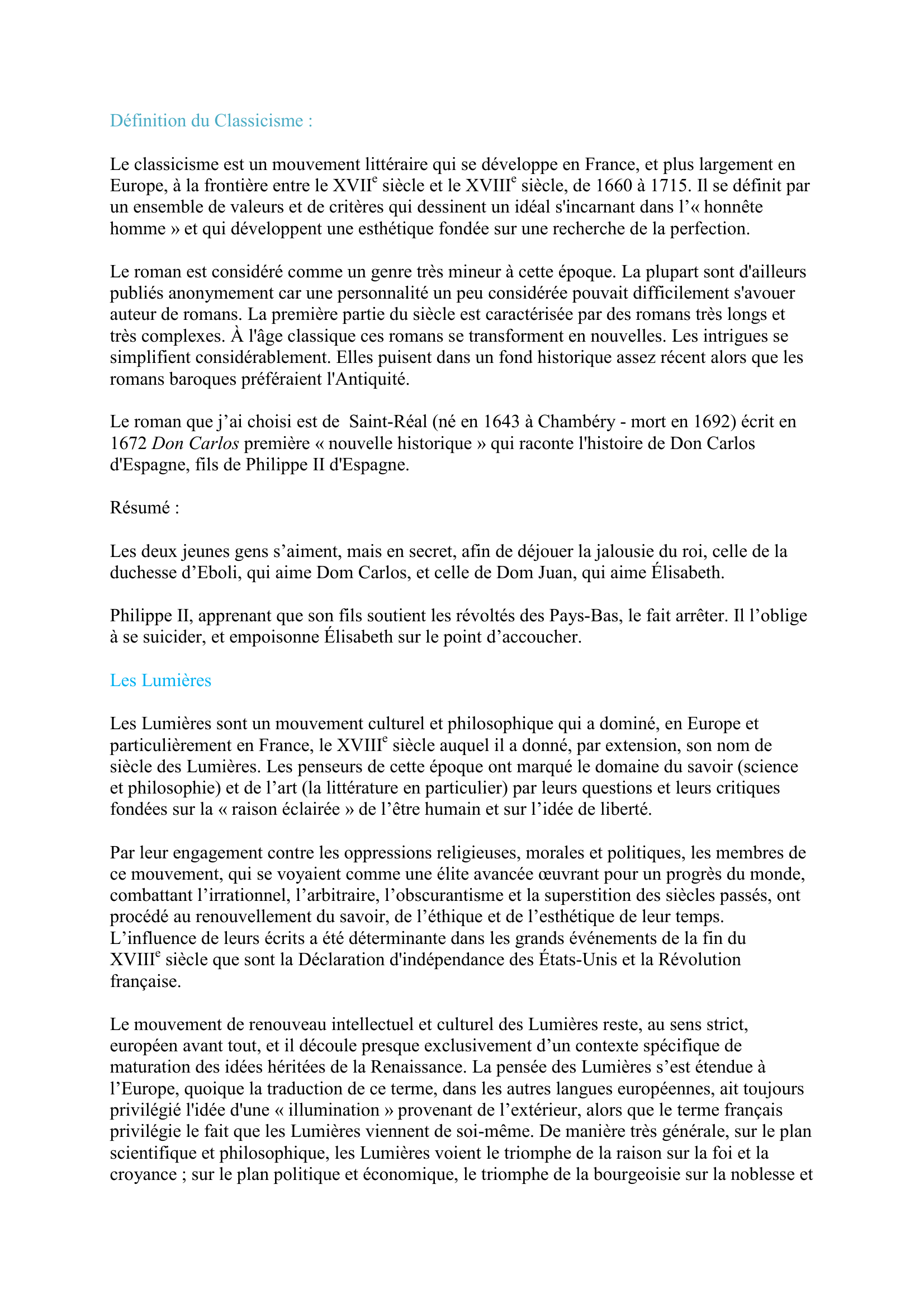 Prévisualisation du document Courants littéraires français