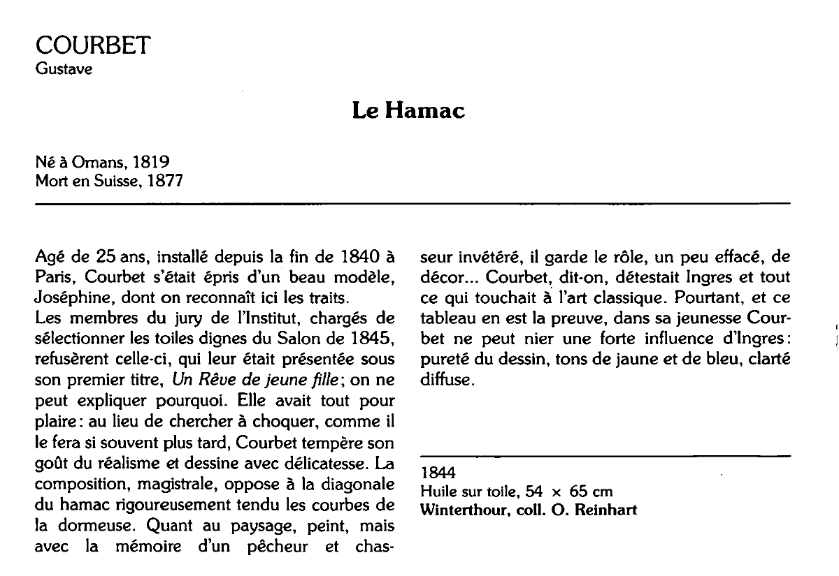 Prévisualisation du document COURBET Gustave : Le Hamac