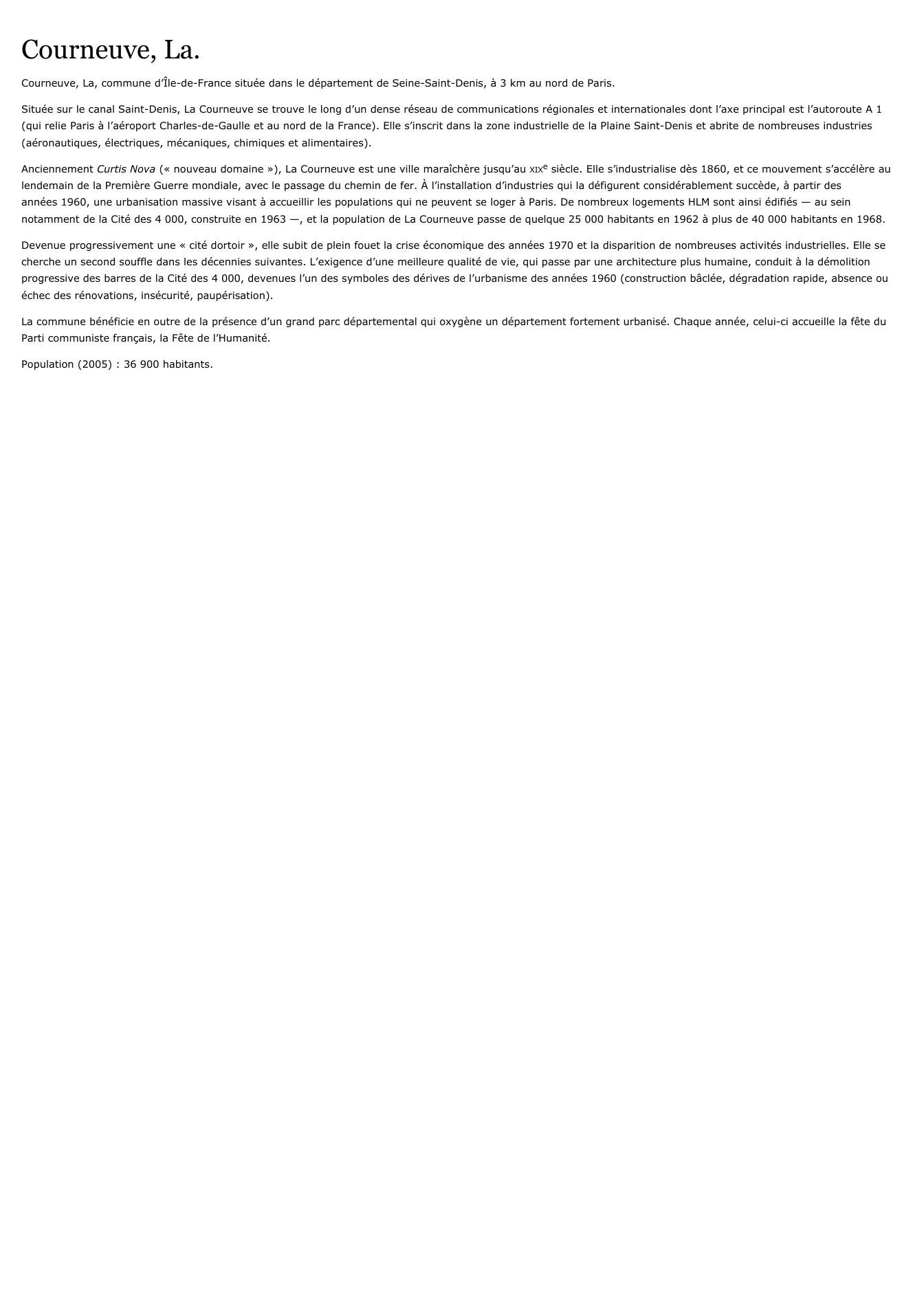 Prévisualisation du document Courneuve, La.