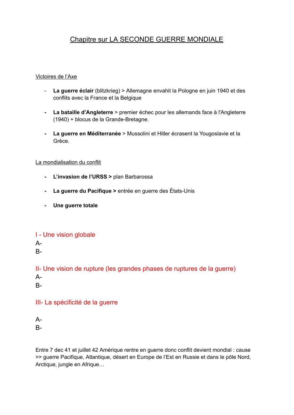 Prévisualisation du document Cours 2nde Guerre mondiale