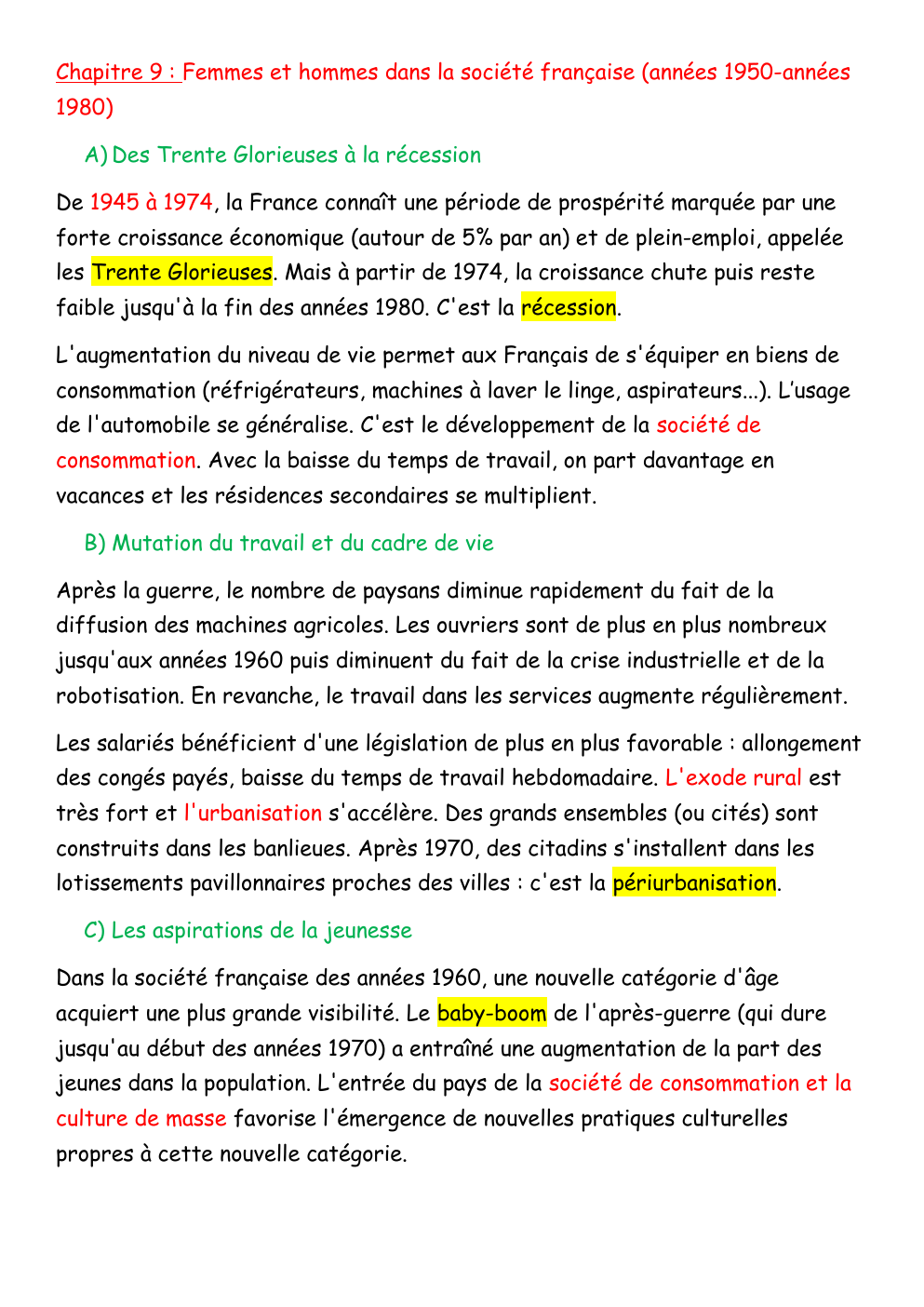 Prévisualisation du document Cours 3° histoire Femmes et hommes dans la société française