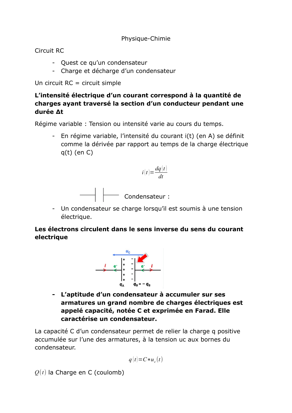 Prévisualisation du document Cours circuit RC