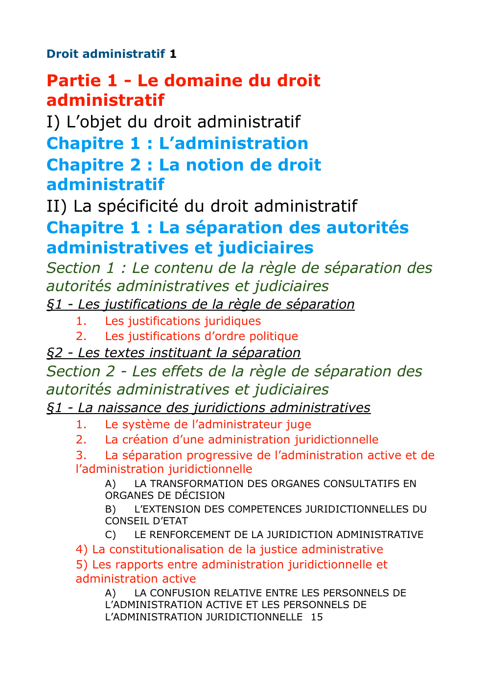 Prévisualisation du document Cours de droit administratif L1