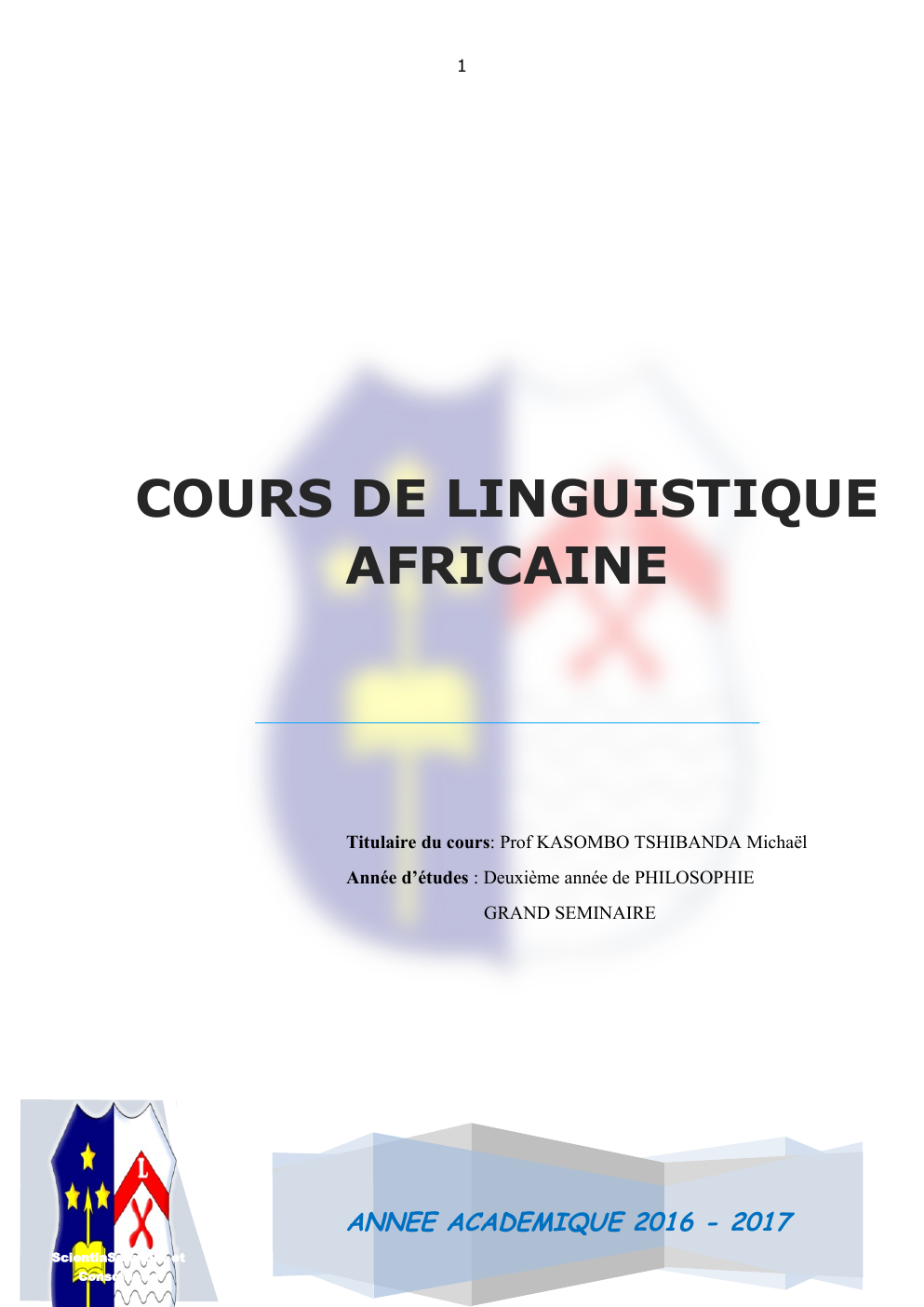 Prévisualisation du document Cours de linguistique africaine