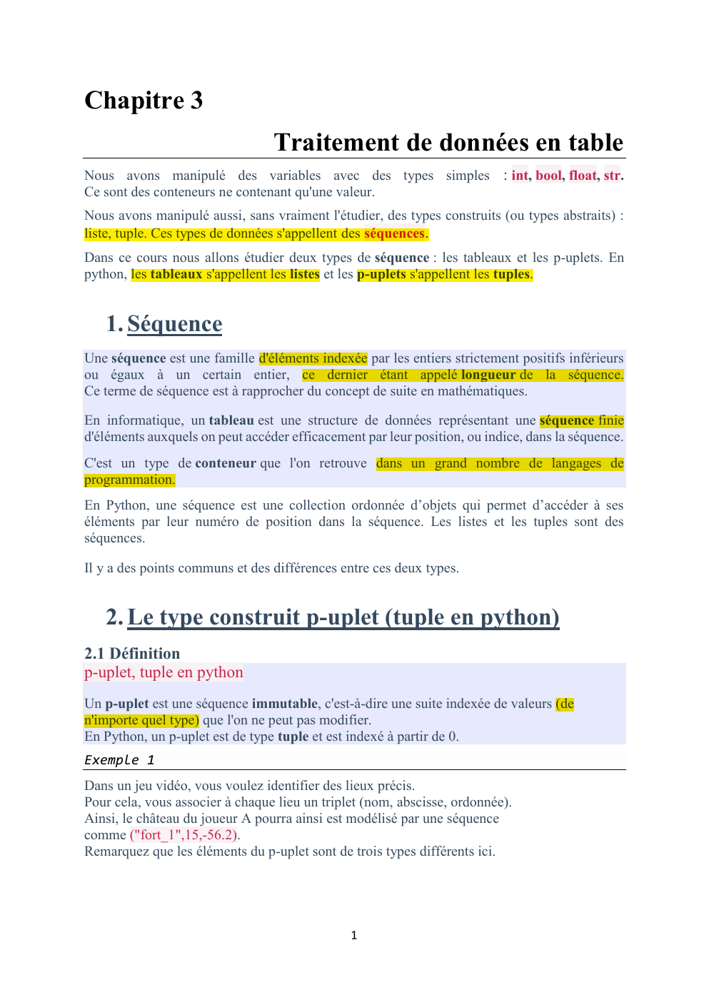 Prévisualisation du document Cours de NSI Traitement des données