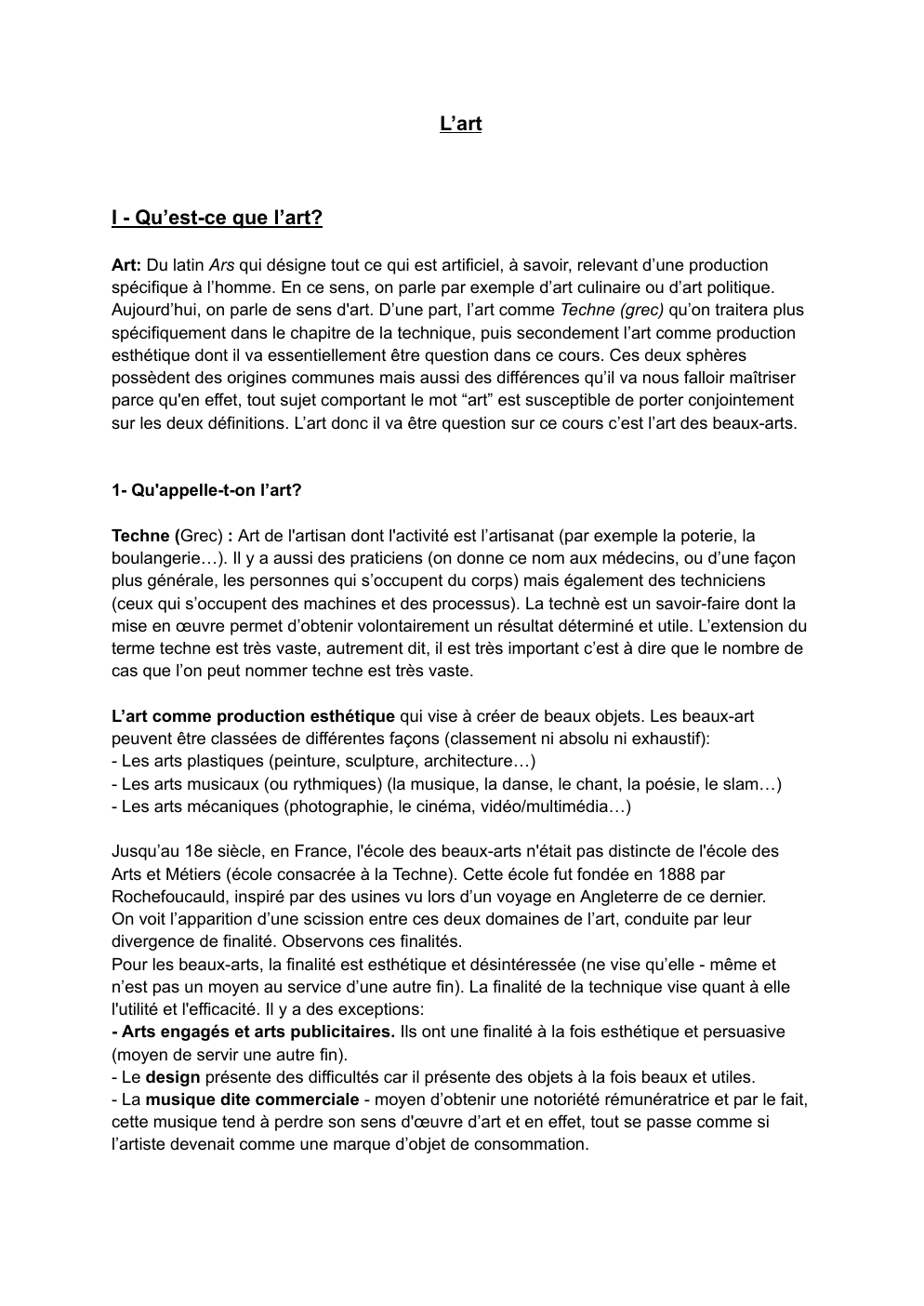 Prévisualisation du document Cours de philo sur l'art