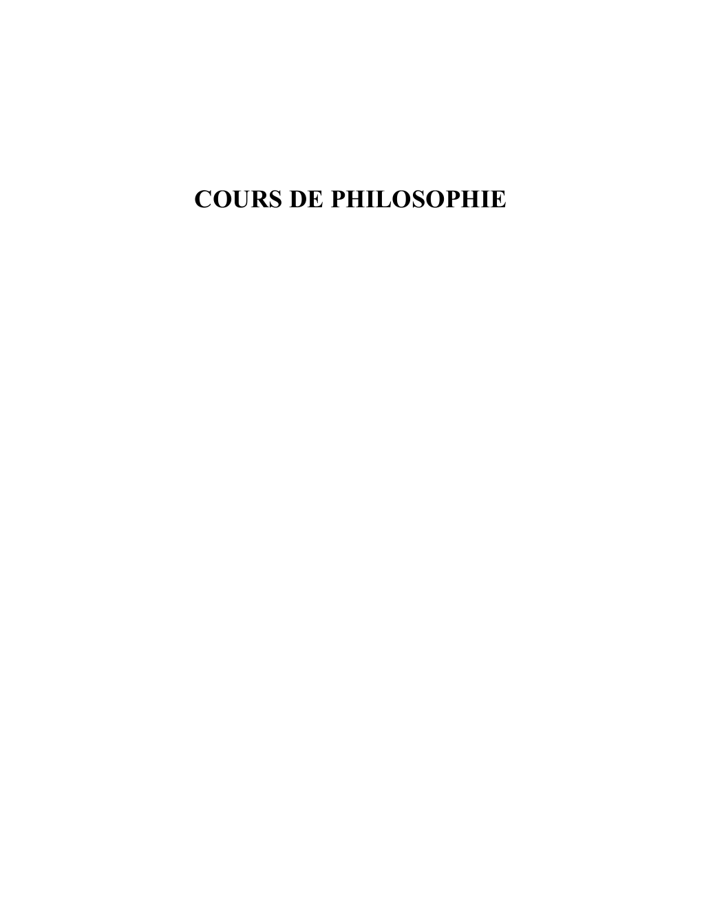 Prévisualisation du document COURS DE PHILOSOPHIE COMPLET