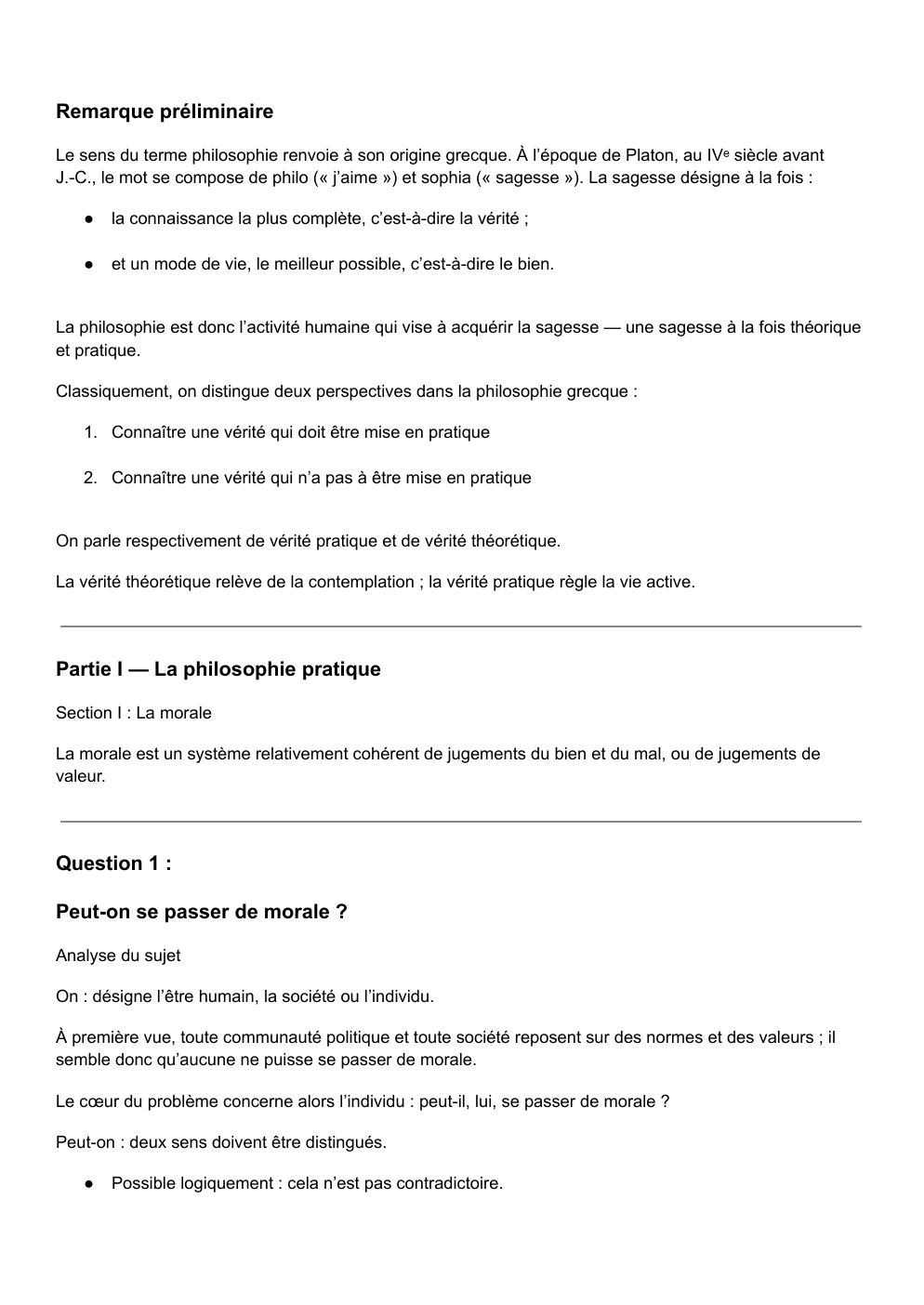 Prévisualisation du document Cours de philosophie terminale