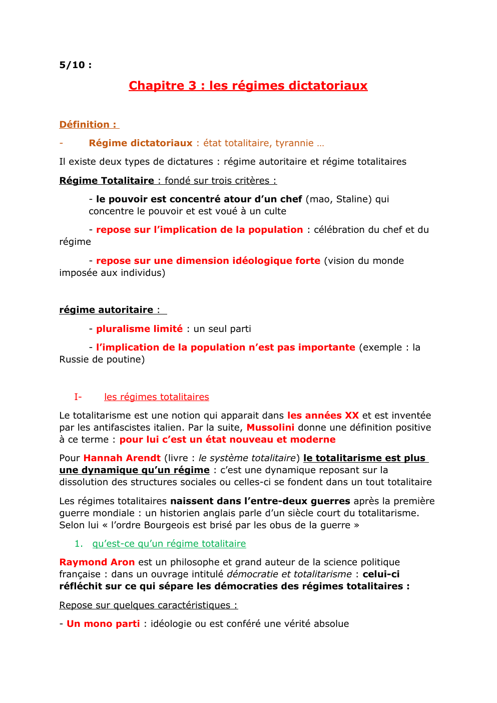 Prévisualisation du document cours de science politique -  Chapitre 3 : les régimes dictatoriaux