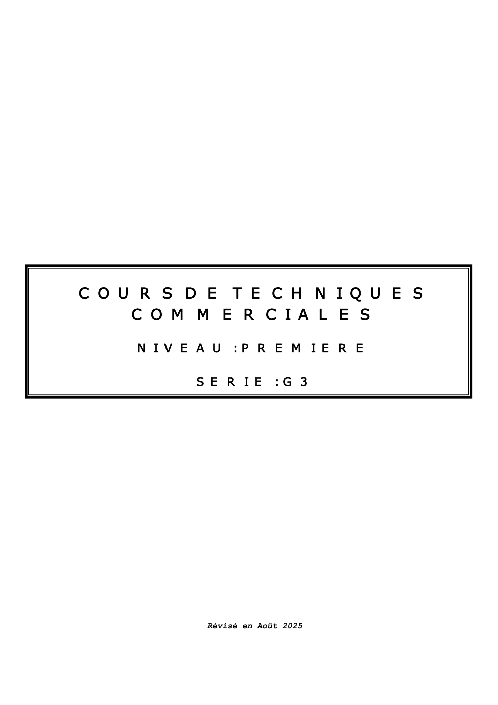 Prévisualisation du document COURS DE TECHNIQUES COMMERCIALES