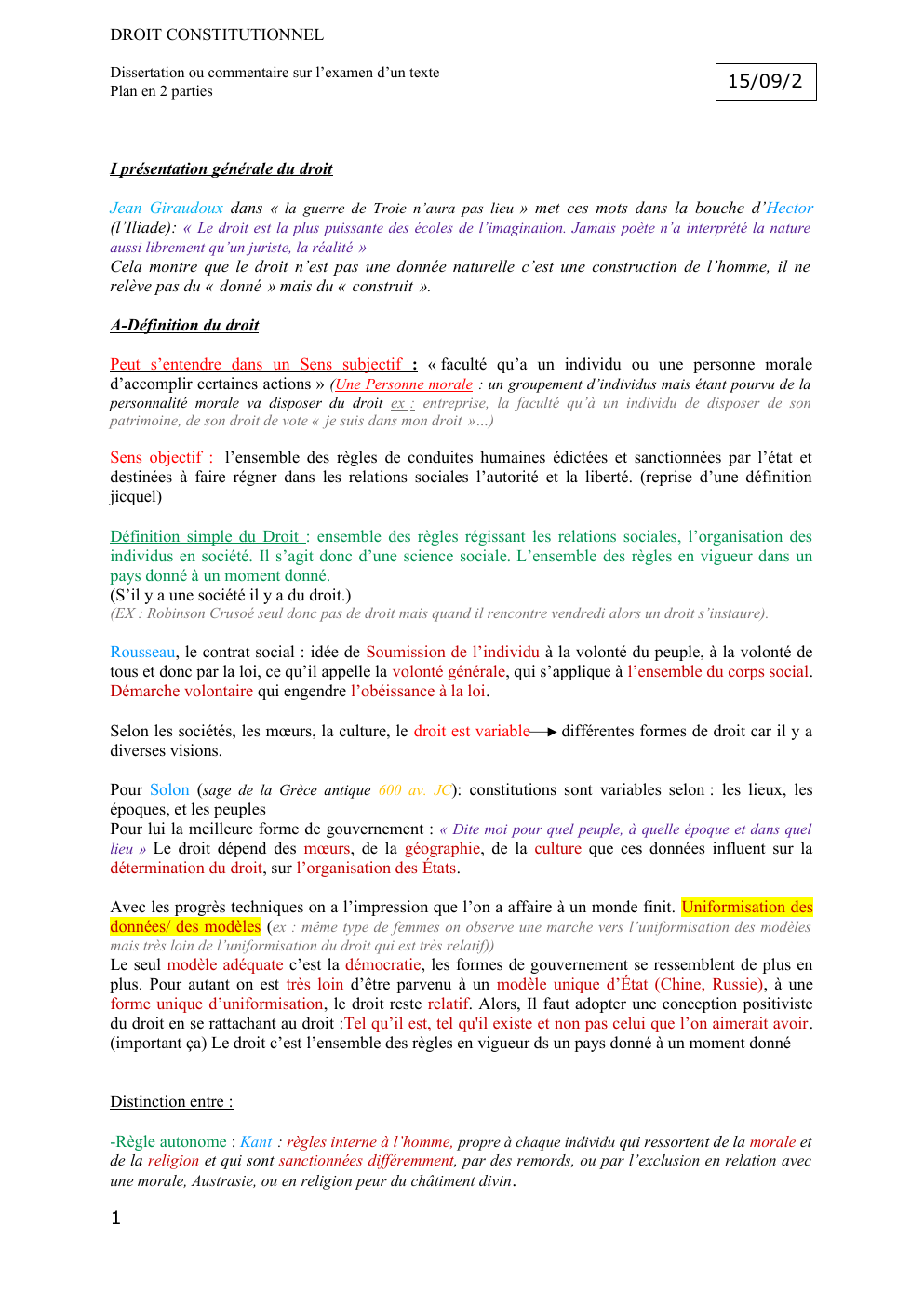 Prévisualisation du document Cours droit constitutionnel