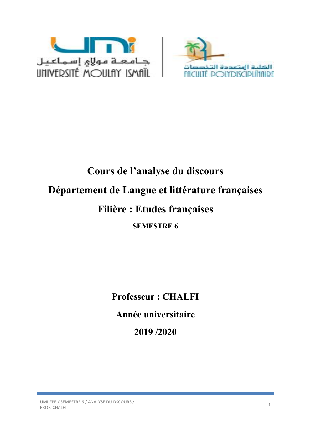 Prévisualisation du document Cours études françaises Cours de l’analyse du discours