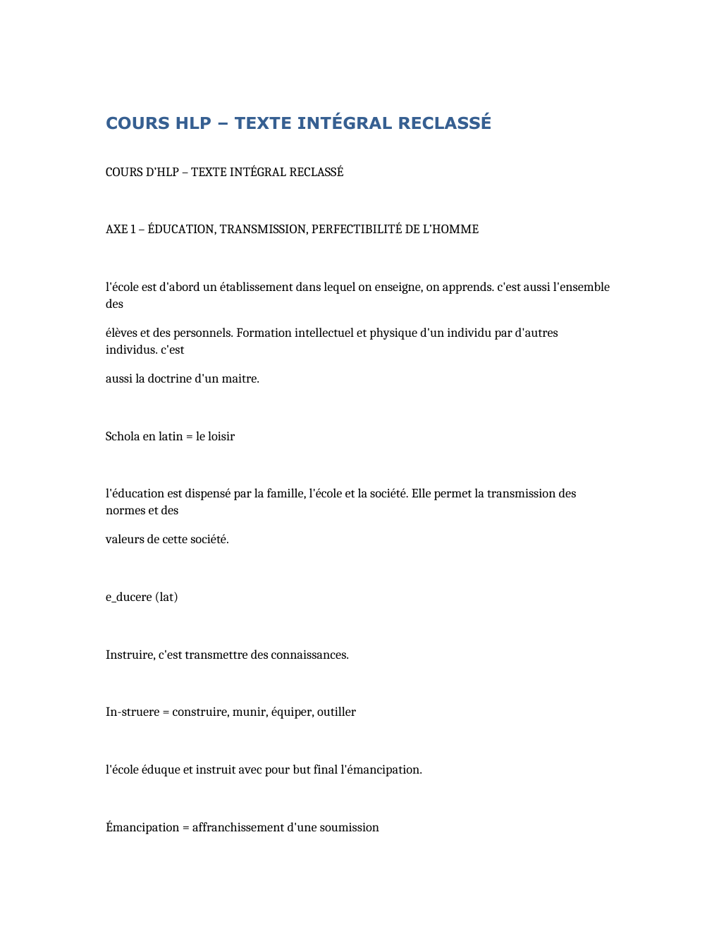 Prévisualisation du document COURS HLP – TEXTE INTÉGRAL RECLASSÉ COURS D’HLP – TEXTE INTÉGRAL RECLASSÉ