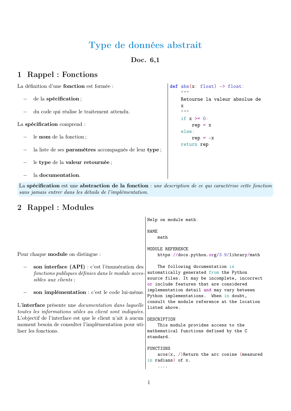 Prévisualisation du document cours nsi terminale Type de données abstrait