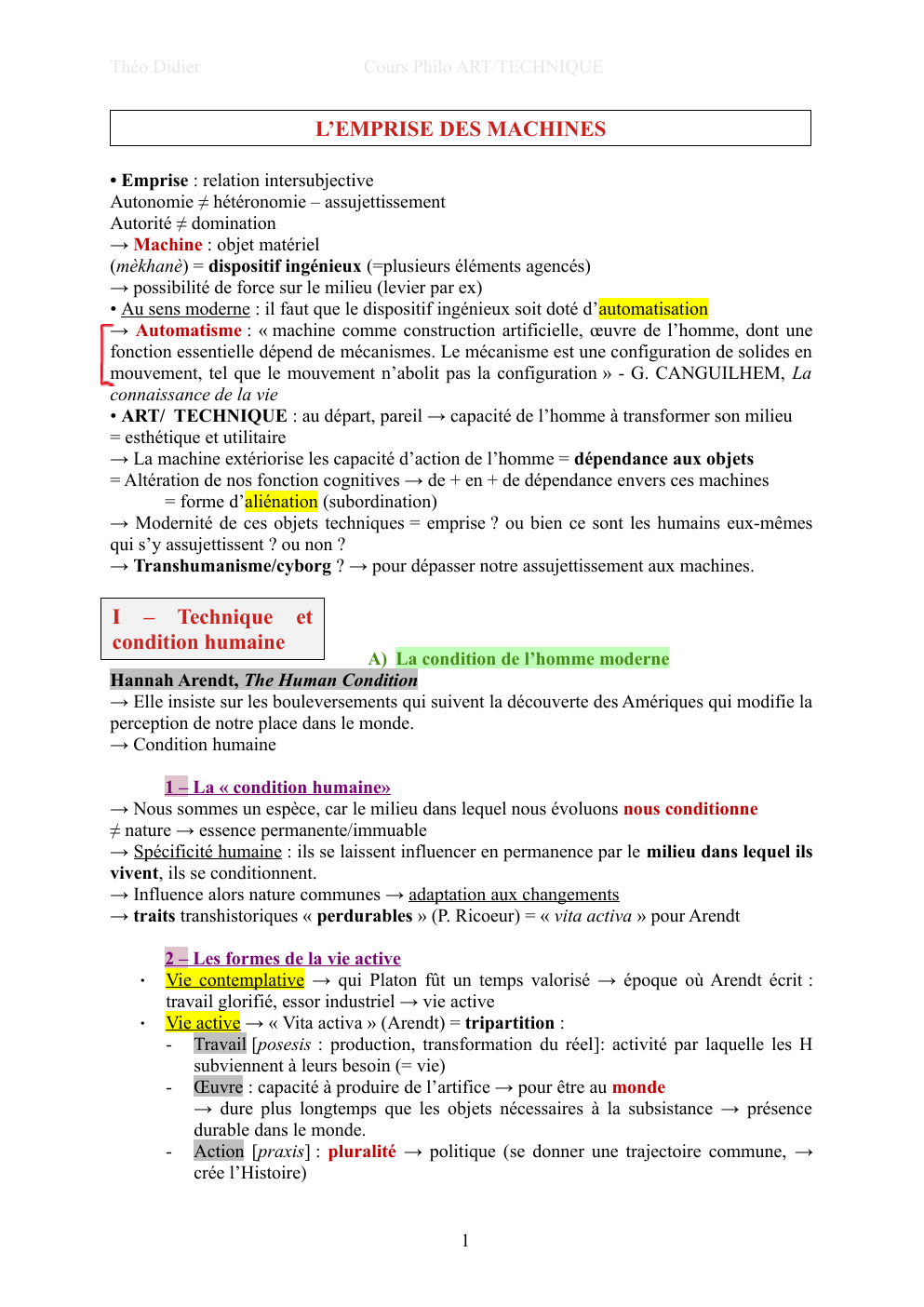 Prévisualisation du document Cours Philo ART/TECHNIQUE