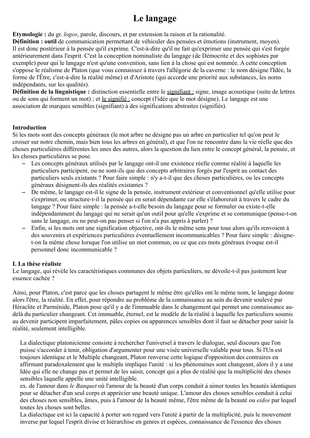 Prévisualisation du document Cours philosophie langage