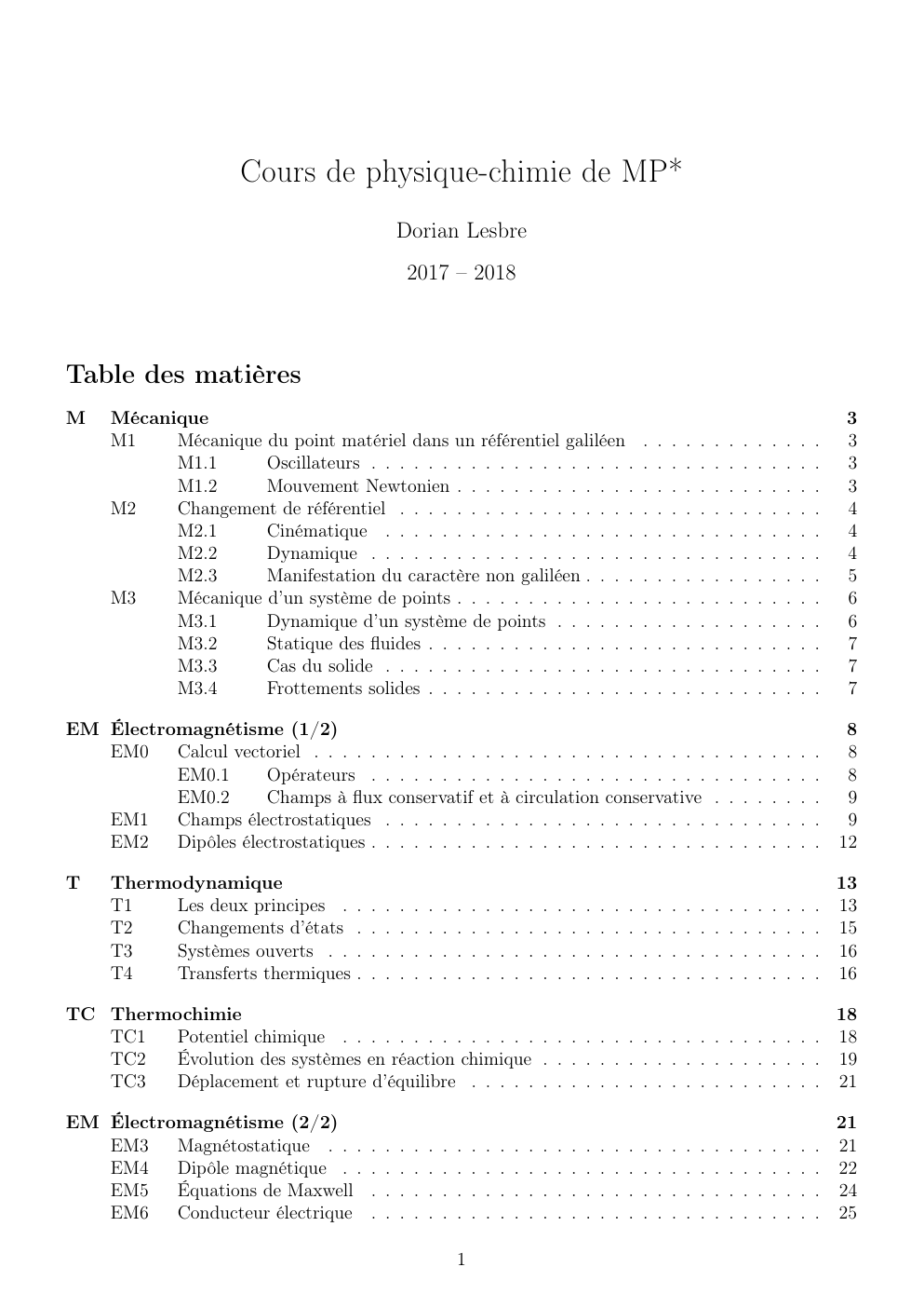 Prévisualisation du document Cours physique chimie