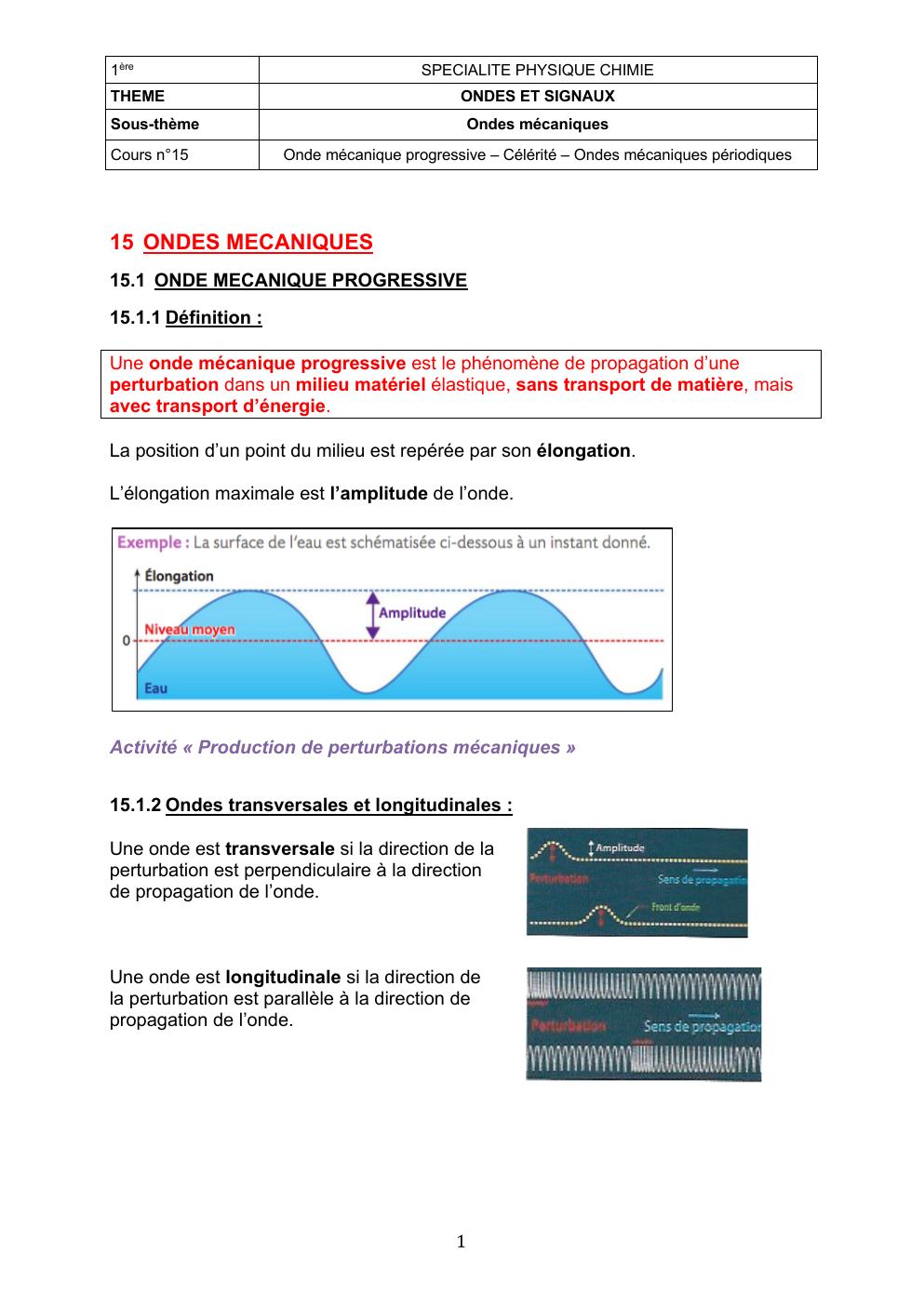 Prévisualisation du document Cours physique n°15 premiere