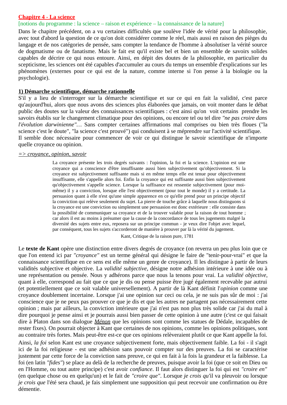Prévisualisation du document cours science et vérité