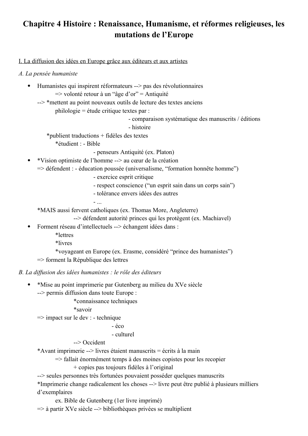 Prévisualisation du document Cours sur Humanisme, Renaissance et Réformes religieuses - Seconde